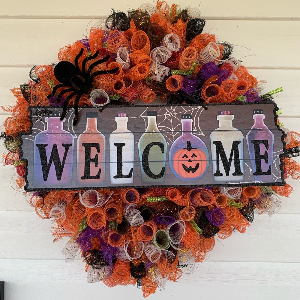 New handcrafted Halloween welcome wreath